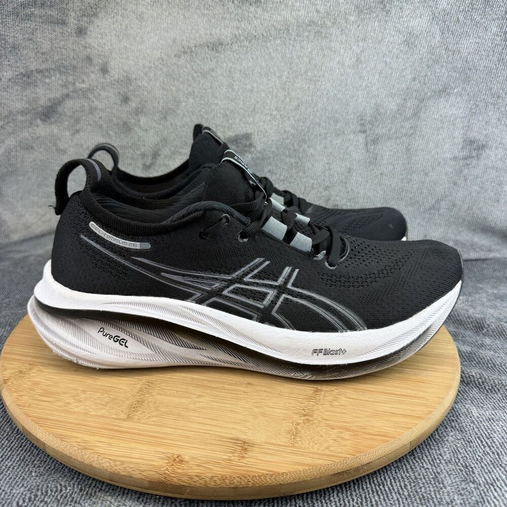 Asics Gel-Nimbus 26 Shoes Mens Size 11 Black Road Running Sneakers 1011B794